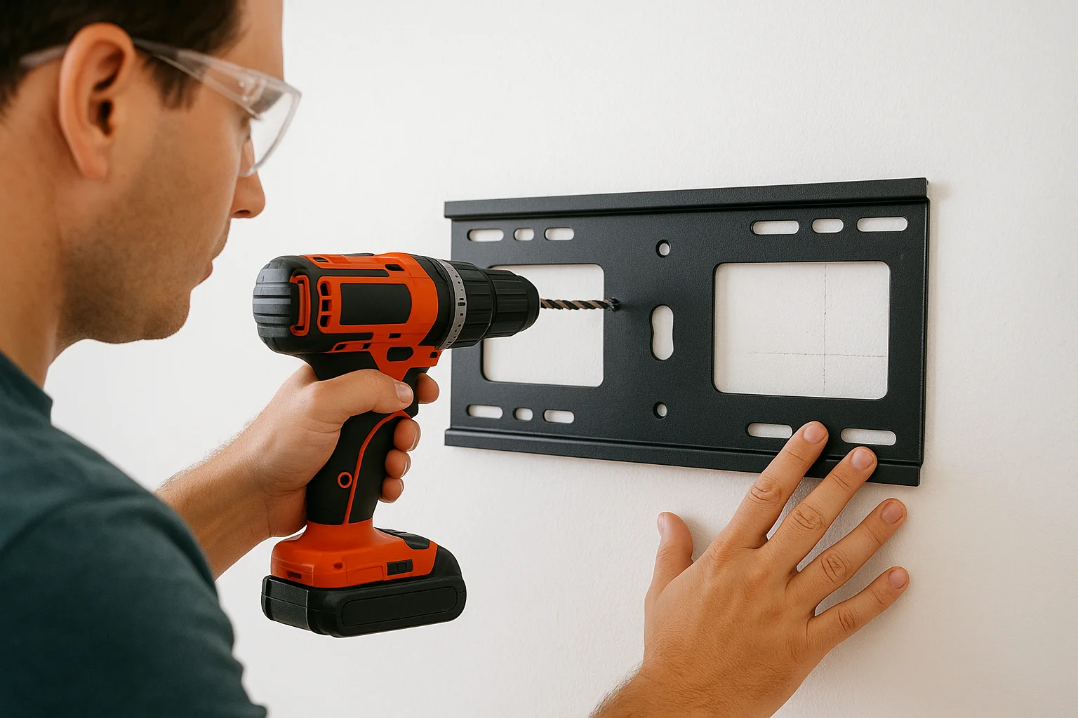 Drill pilot holes and attach the wall plate